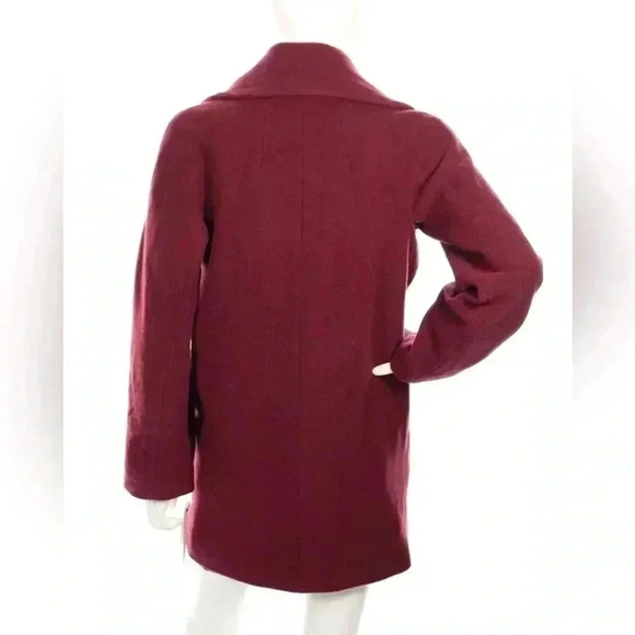 Trina Turk Wool Cashmere Blend Double Breasted Burgundy Red Winter Peacoat 14 - Picture 3 of 8
